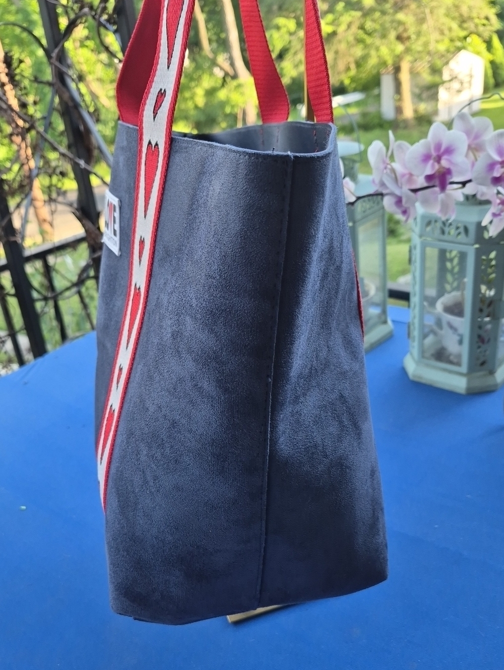 BRIGHTON ♥️ "VELVETEEN LOVE TOTE" 💙Suede & Smooth Leather 🤍 Cotton Straps - Picture 3 of 9